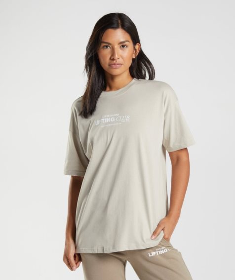 Women's Gymshark Social Club Oversized T-Shirts Grey | CA 076DAN